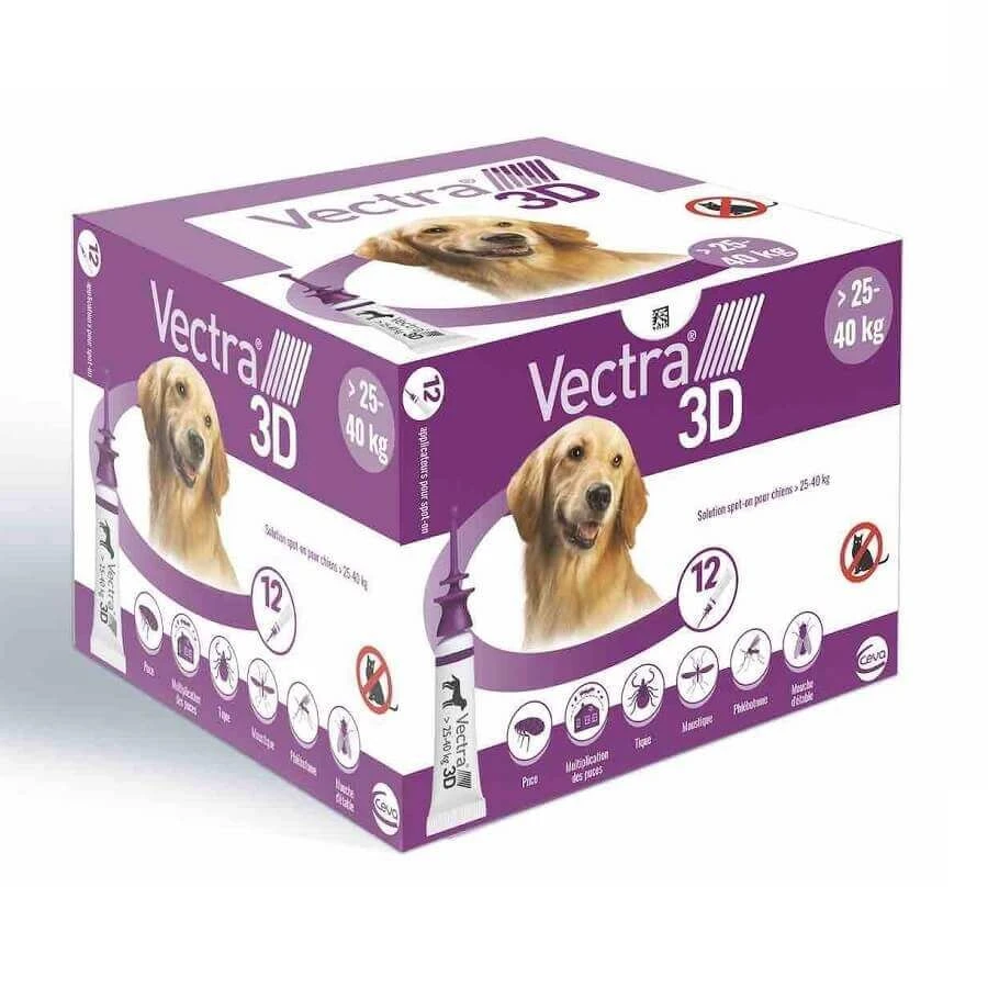 Vectra 3D Chien 25 à 40 Kg 12 Pipettes 3 Vectra 3D Chien 25 à 40 Kg 12 Pipettes