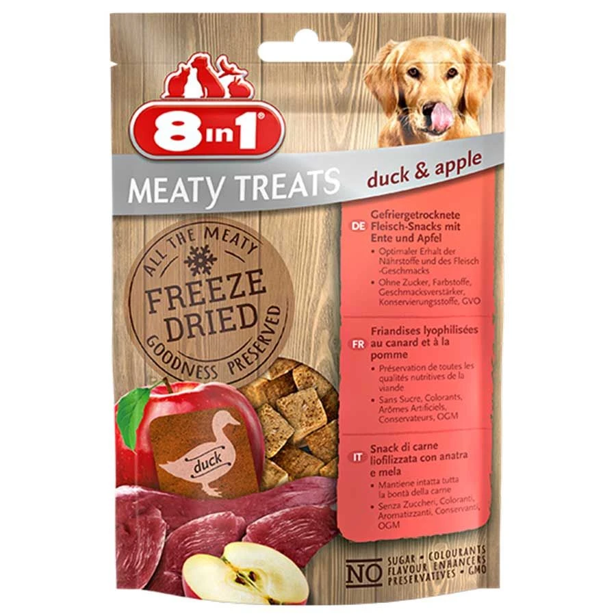 8in1 Freeze Dried Meaty Treats Au Canard Et Aux Pommes Pour Chien 50 G 3 8in1 Freeze Dried Meaty Treats Au Canard Et Aux Pommes Pour Chien 50 G