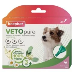 Beaphar VETOpure Pipettes Répulsives Antiparasitaires Chien -15 Kg X3