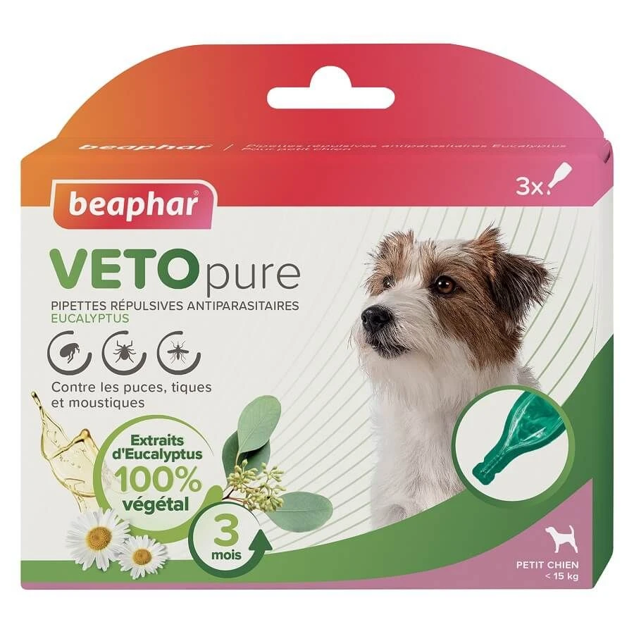 Beaphar VETOpure Pipettes Répulsives Antiparasitaires Chien -15 Kg X3 3 Beaphar VETOpure Pipettes Répulsives Antiparasitaires Chien -15 Kg X3