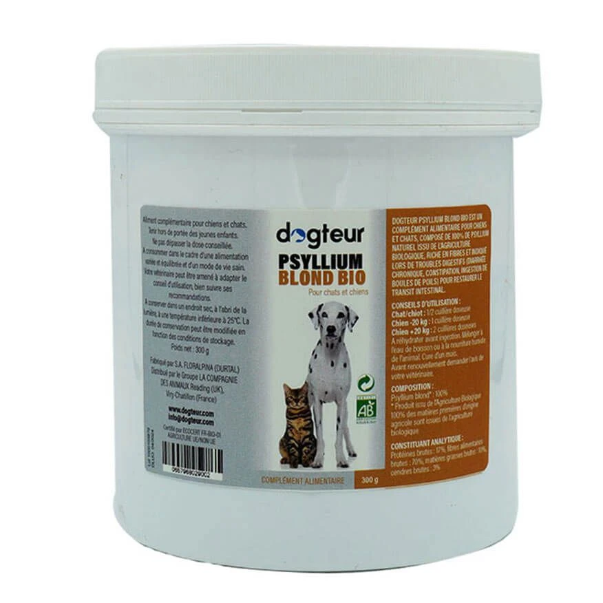 Dogteur Transit Au Psyllium Bio Chien Et Chat 300 G 3 Dogteur Transit Au Psyllium Bio Chien Et Chat 300 G