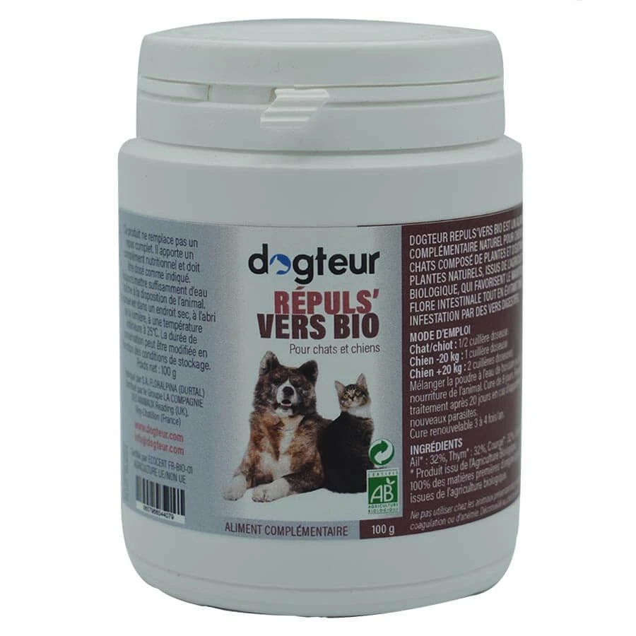 Dogteur Répuls' Vers Bio Chien Et Chat 100 G 3 Dogteur Répuls' Vers Bio Chien Et Chat 100 G