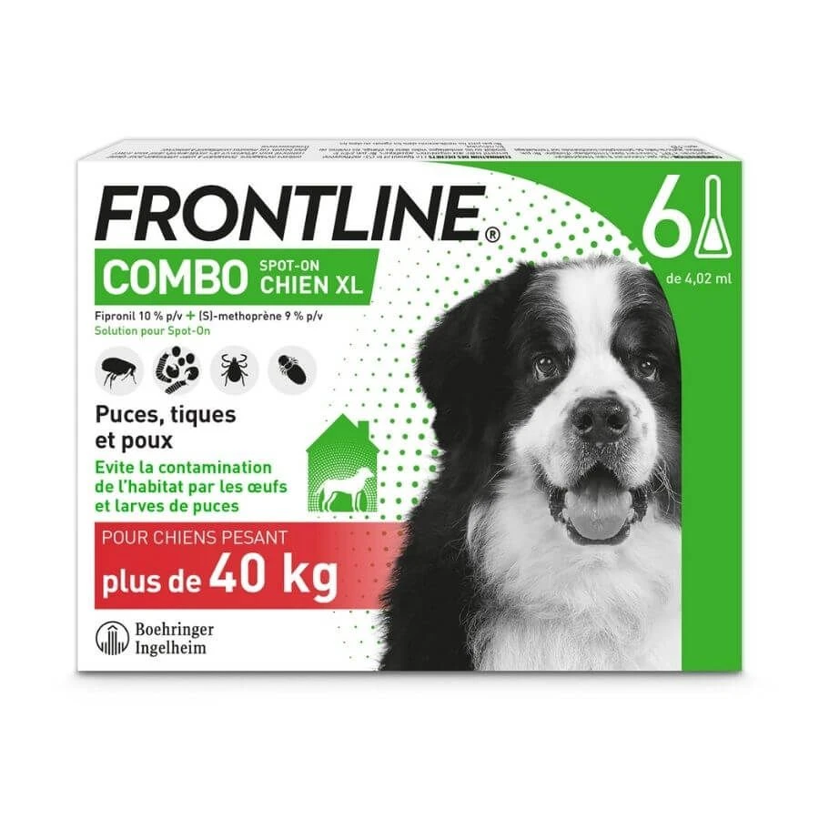 Frontline Combo Chien 40-60 Kg 6 Pipettes 3 Frontline Combo Chien 40-60 Kg 6 Pipettes