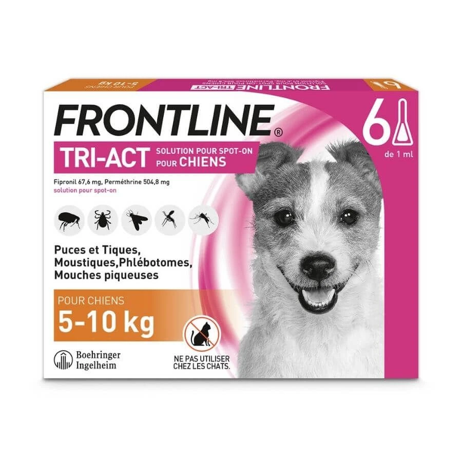 Frontline Tri Act Spot On Petit Chien 5 - 10 Kg 6 Pipettes 3 Frontline Tri Act Spot On Petit Chien 5 - 10 Kg 6 Pipettes