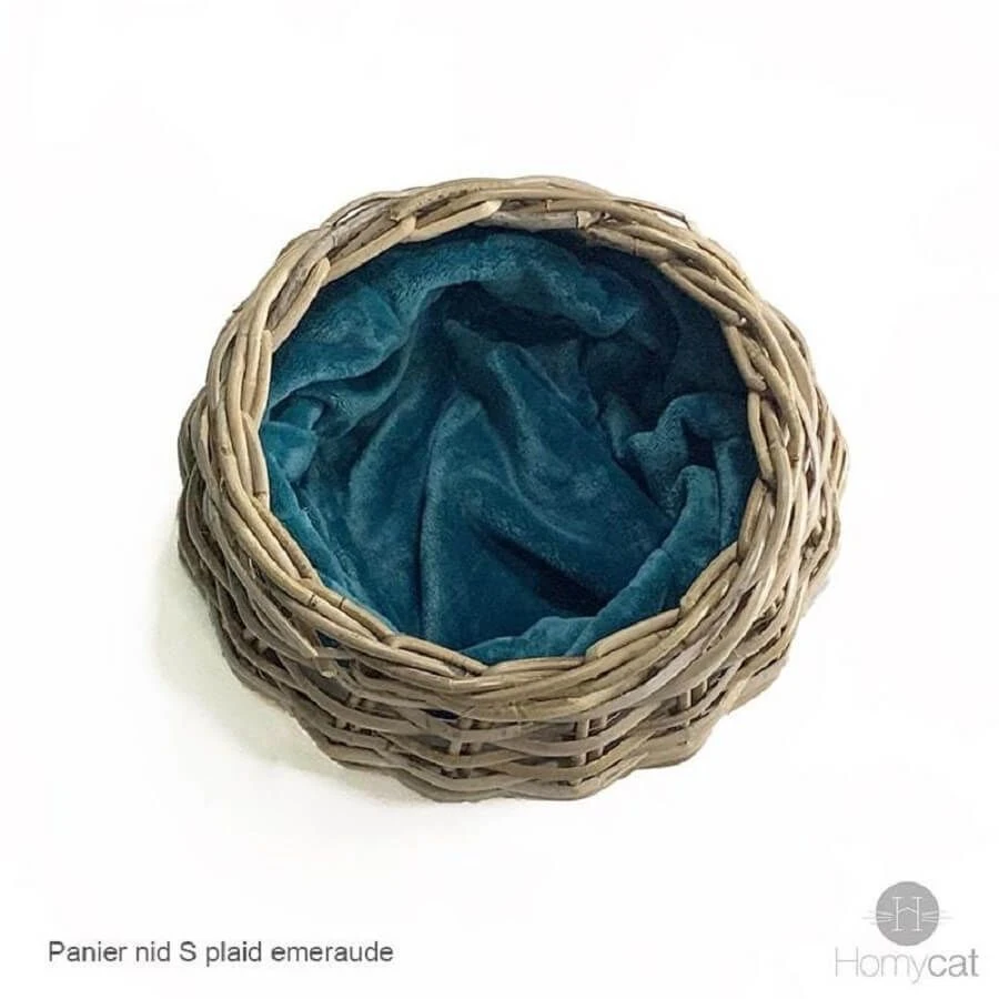 Homycat Panier Avec Plaid Bleu - Destockage 3 Homycat Panier Avec Plaid Bleu - Destockage
