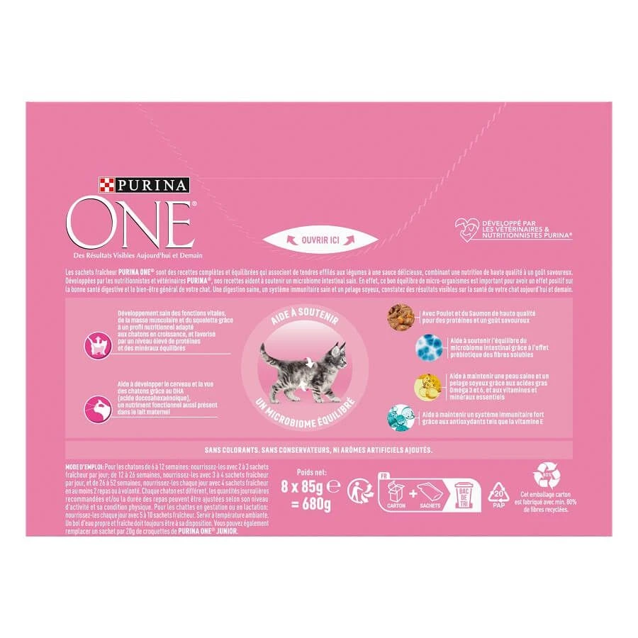 Purina One Chaton Saumon Poulet 8 X 85 G 4 Purina One Chaton Saumon Poulet 8 X 85 G – Image 2