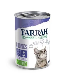 Yarrah Bio Bouchées De Poulet Et Dinde En Sauce Aux Orties Et à La Tomate Pour Chat 12 X 405 Grs