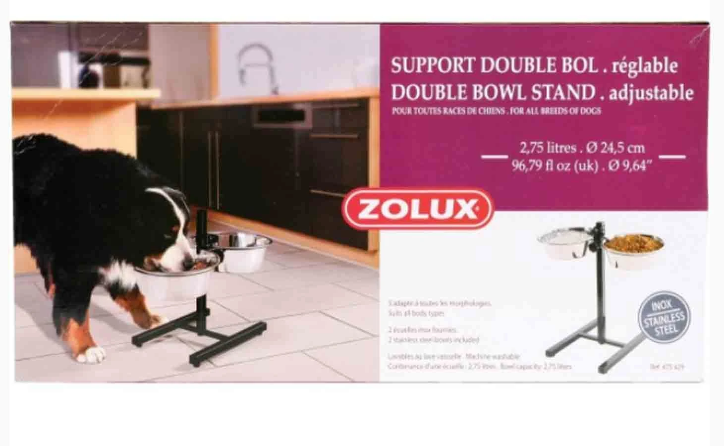 Zolux Support Double Réglable + 2 Bols 2,75 L 4 Zolux Support Double Réglable + 2 Bols 2,75 L – Image 2